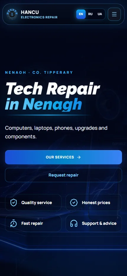 Hancu homepage mobile screenshot