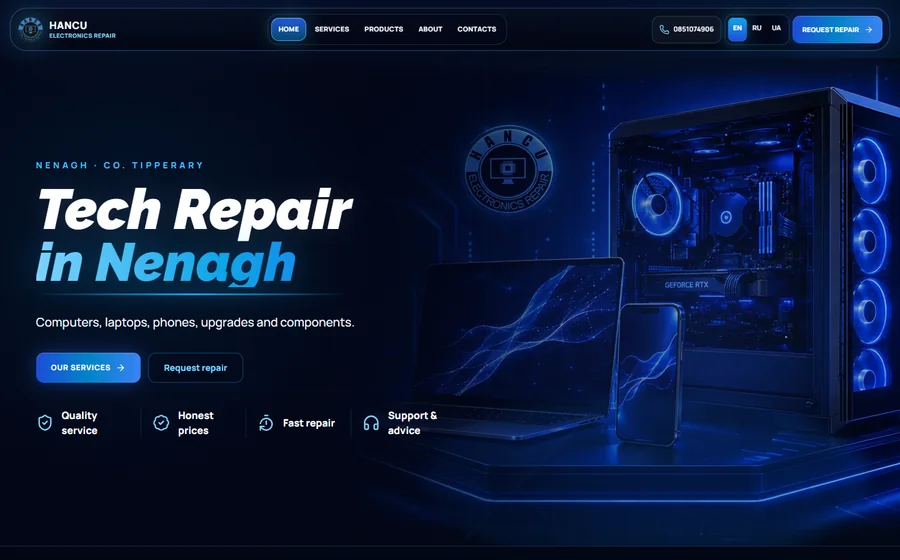 Hancu Electronics Repair homepage screenshot