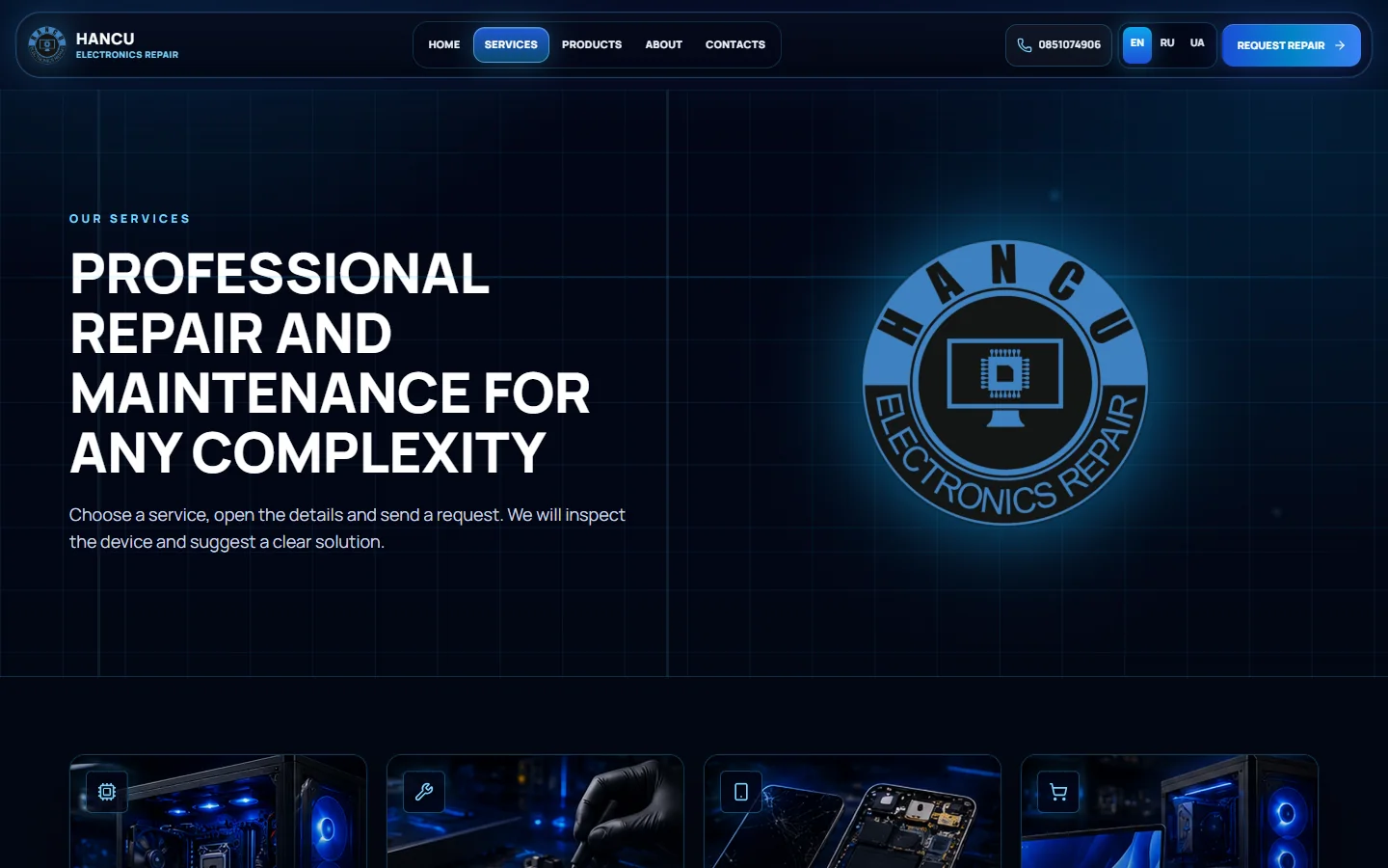 Hancu services page screenshot